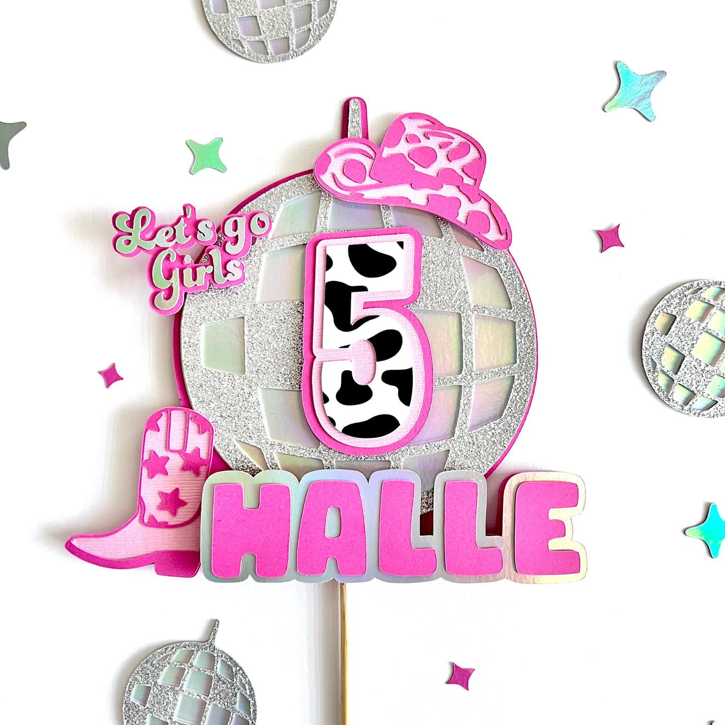 Disco Cowgirl Cake Topper