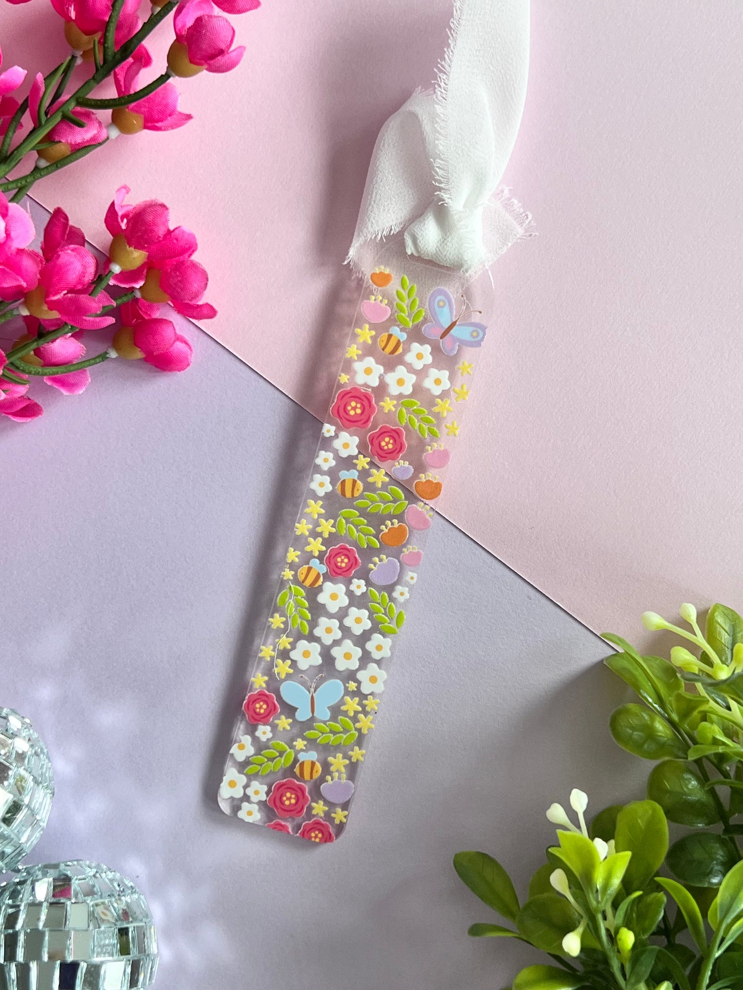 Spring floral bee bookmark