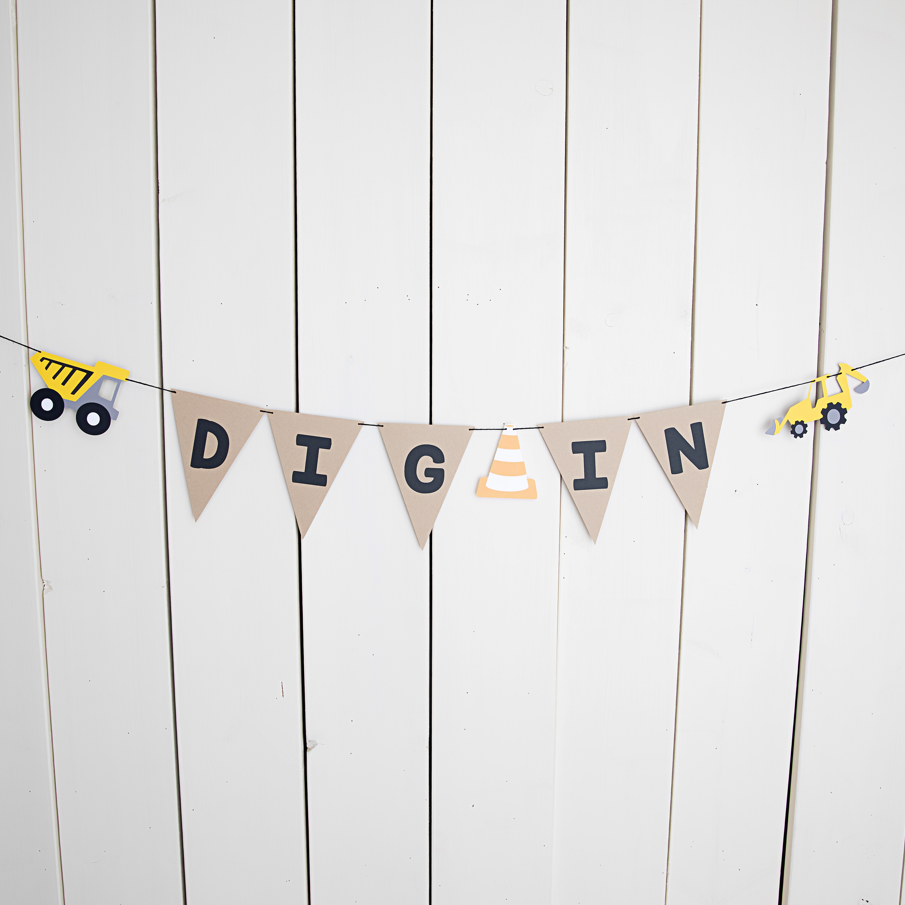 construction themed banner for a birthday or baby shower