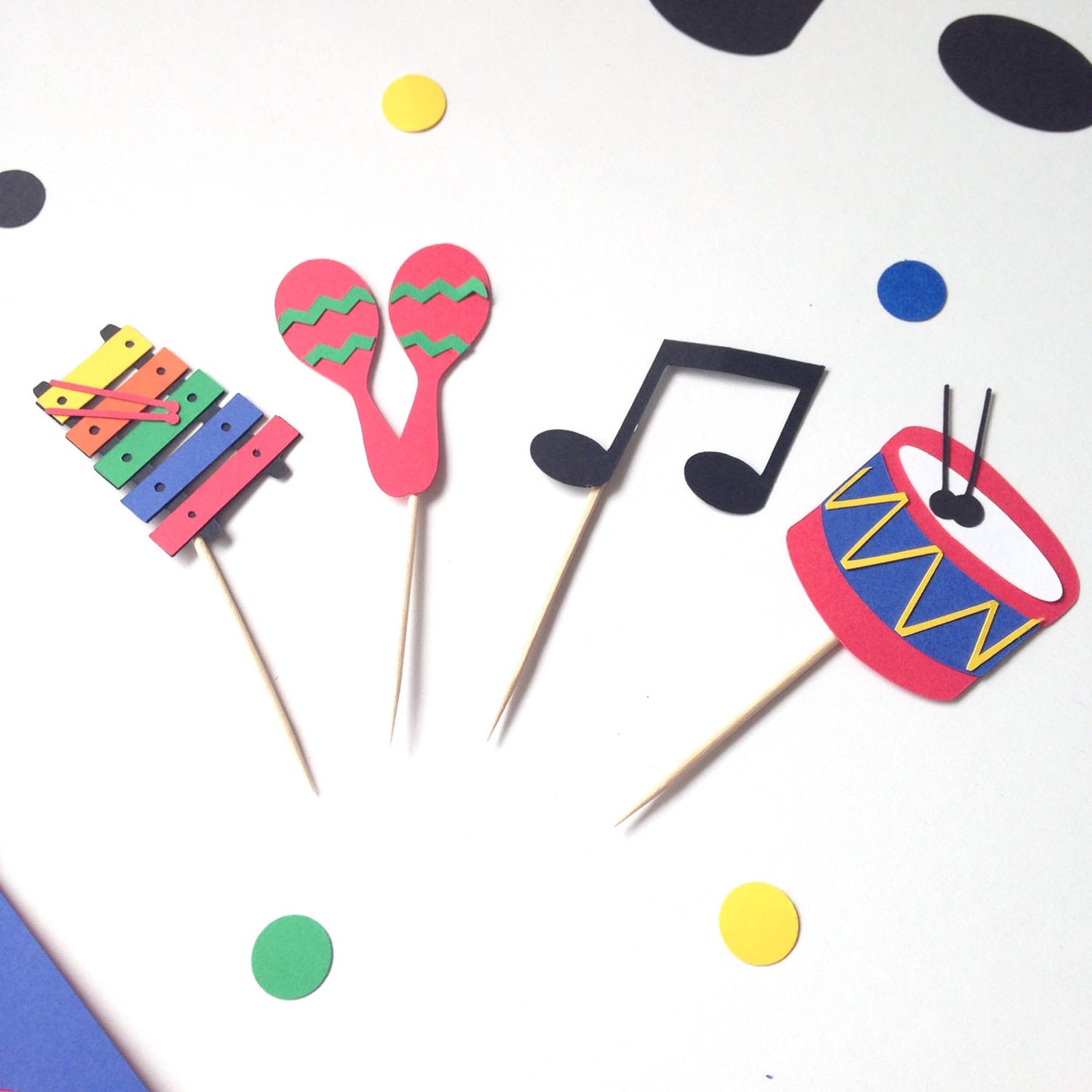 Music cupcake toppers - musical intruments - first birthday - party decor - glitterpaperscissors
