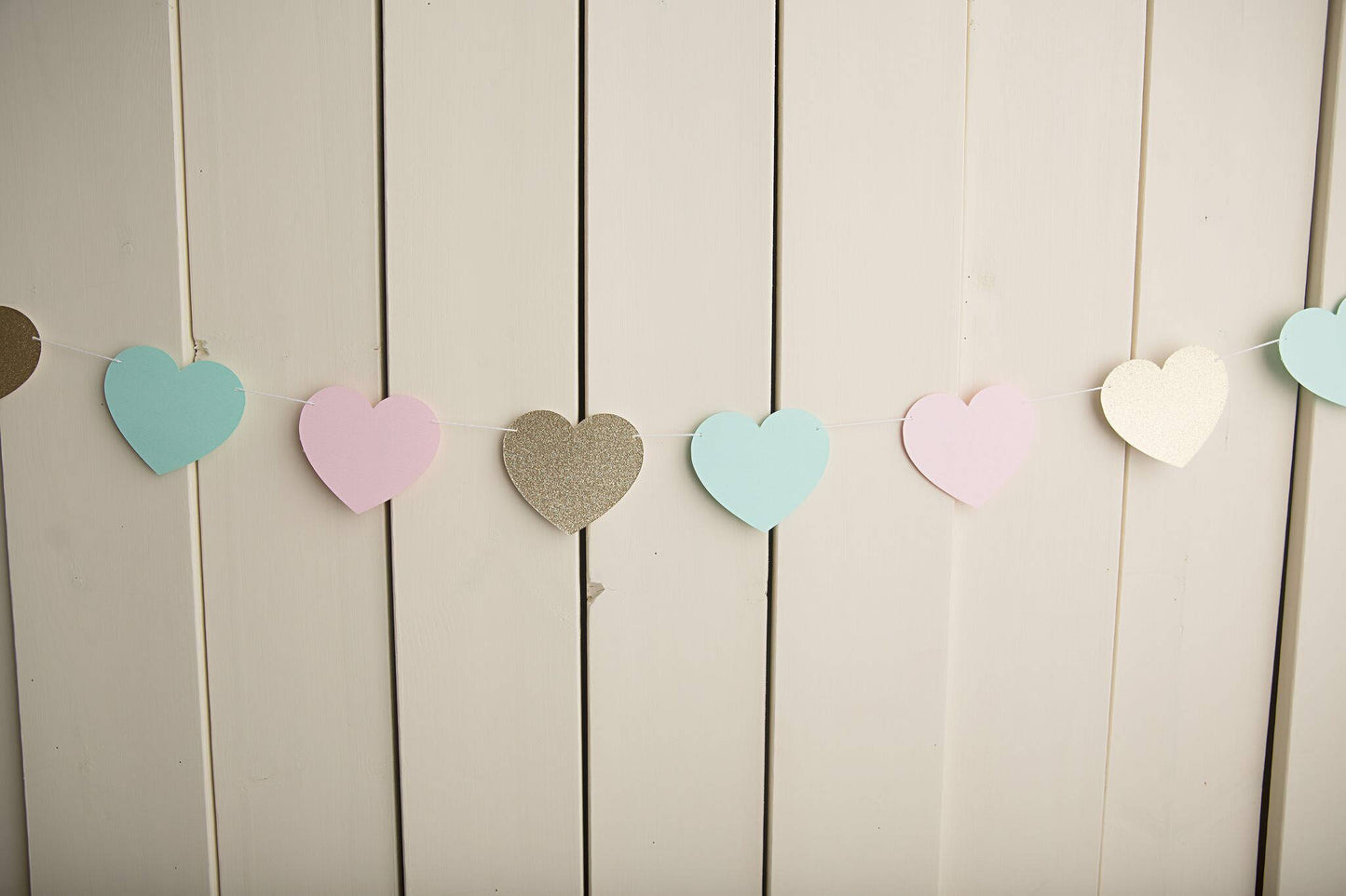 Valentines Day Garland, Wedding Garland, photography prop, Heart Banner, Little Sweetheart Party Decor, Bridal Shower, Baby Shower - glitterpaperscissors