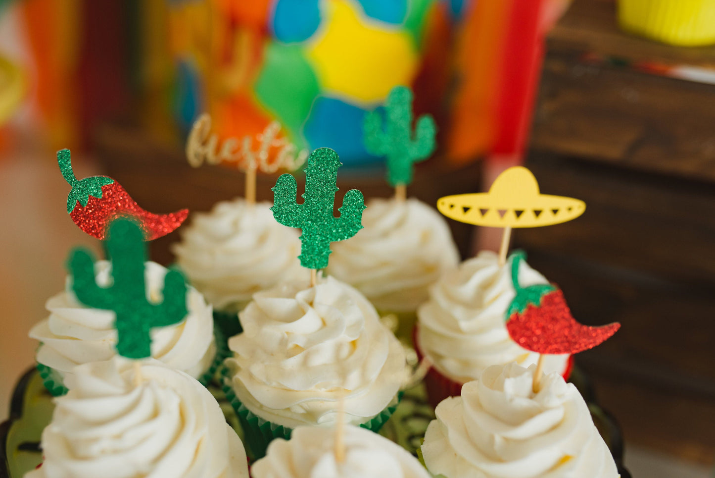 Fiesta Cupcake Toppers - glitterpaperscissors