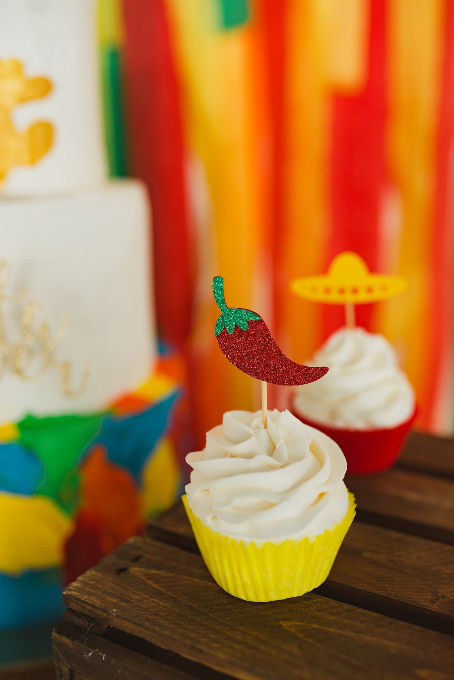 Fiesta Cupcake Toppers - glitterpaperscissors
