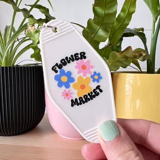 Flower market motel keychain 