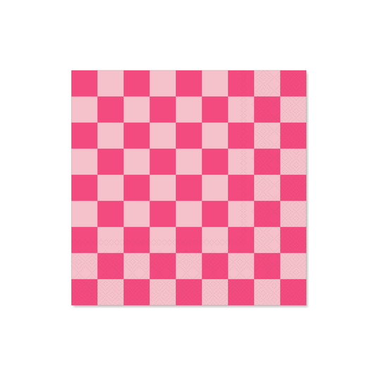 Bonjour Fête - PINK SIGNATURE CHECkER LARGE NAPKINS