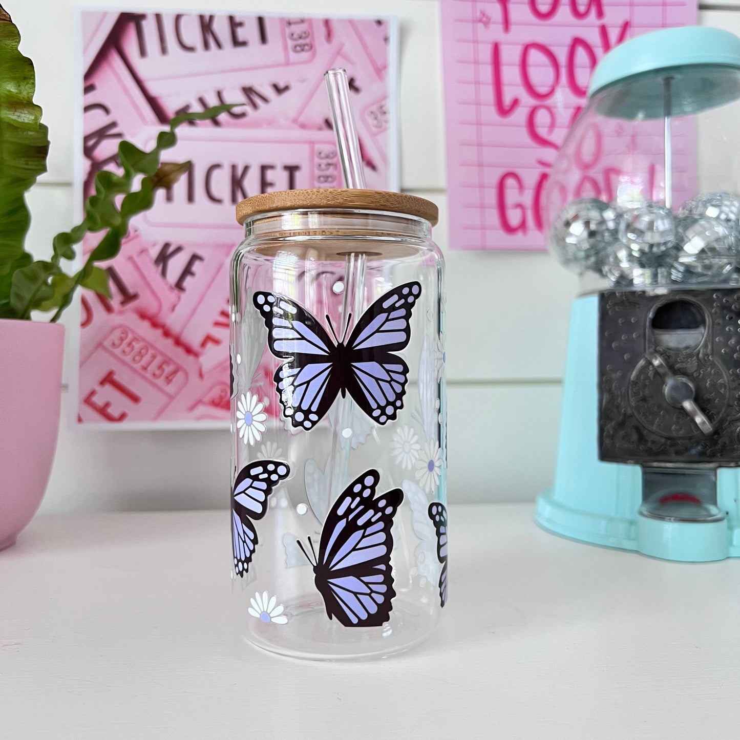 Butterfly Glass Cup
