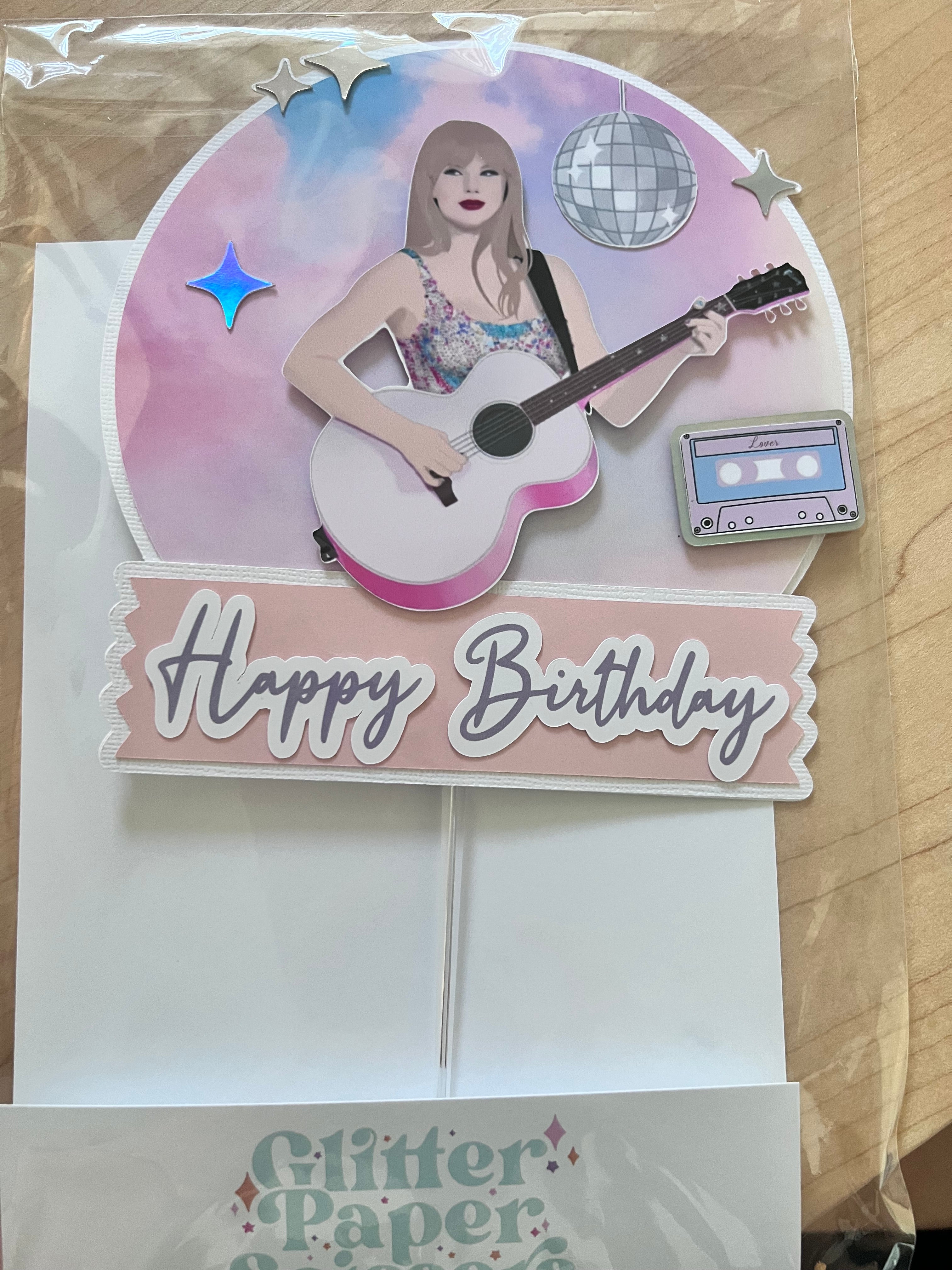 Taylor Swift Personalised Cake Topper - Cardboard - Birthday, Eras Tour Theme - Handmade UK