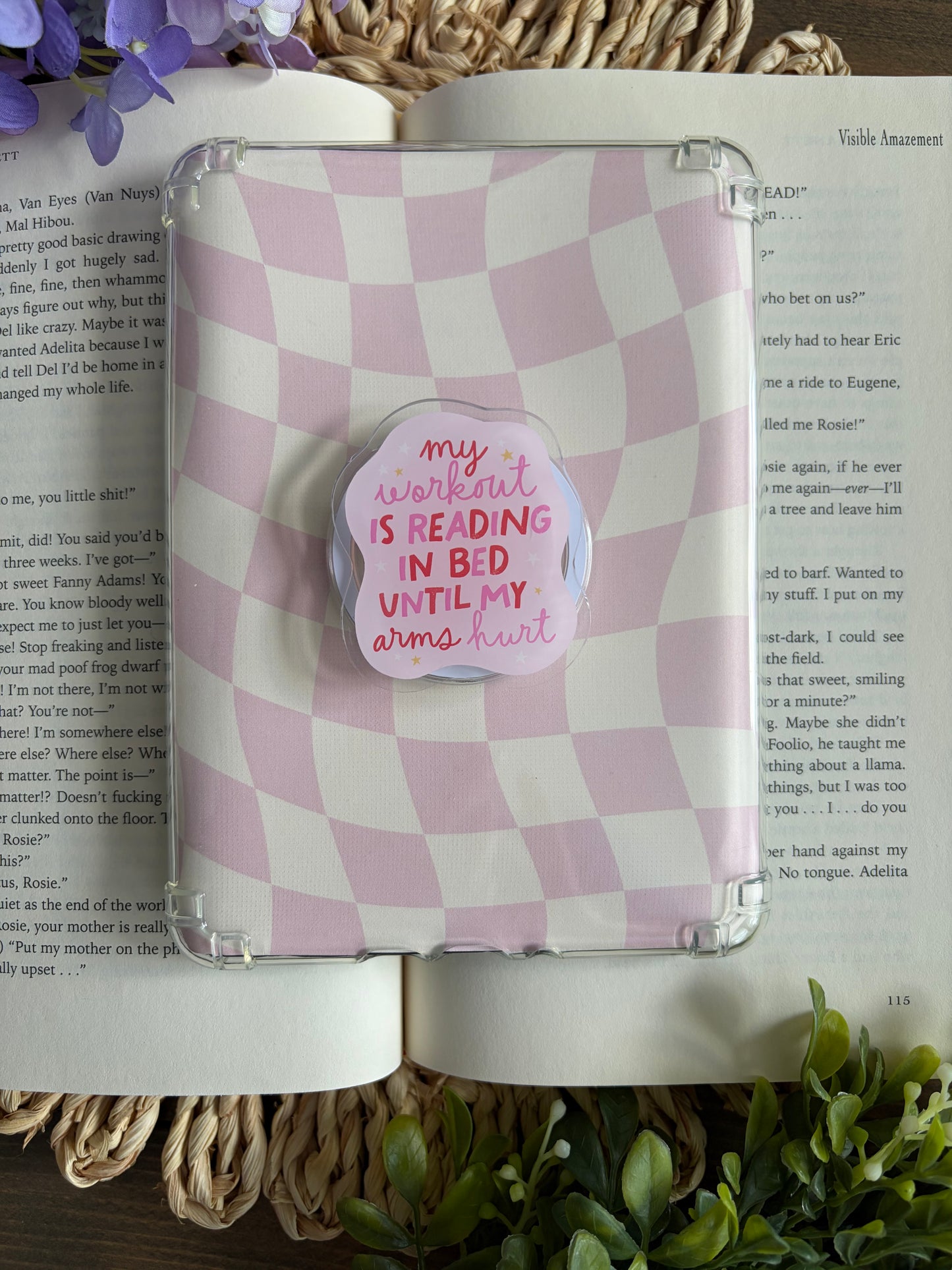 My workout is reading in bed E-Reader/ Phone Grip