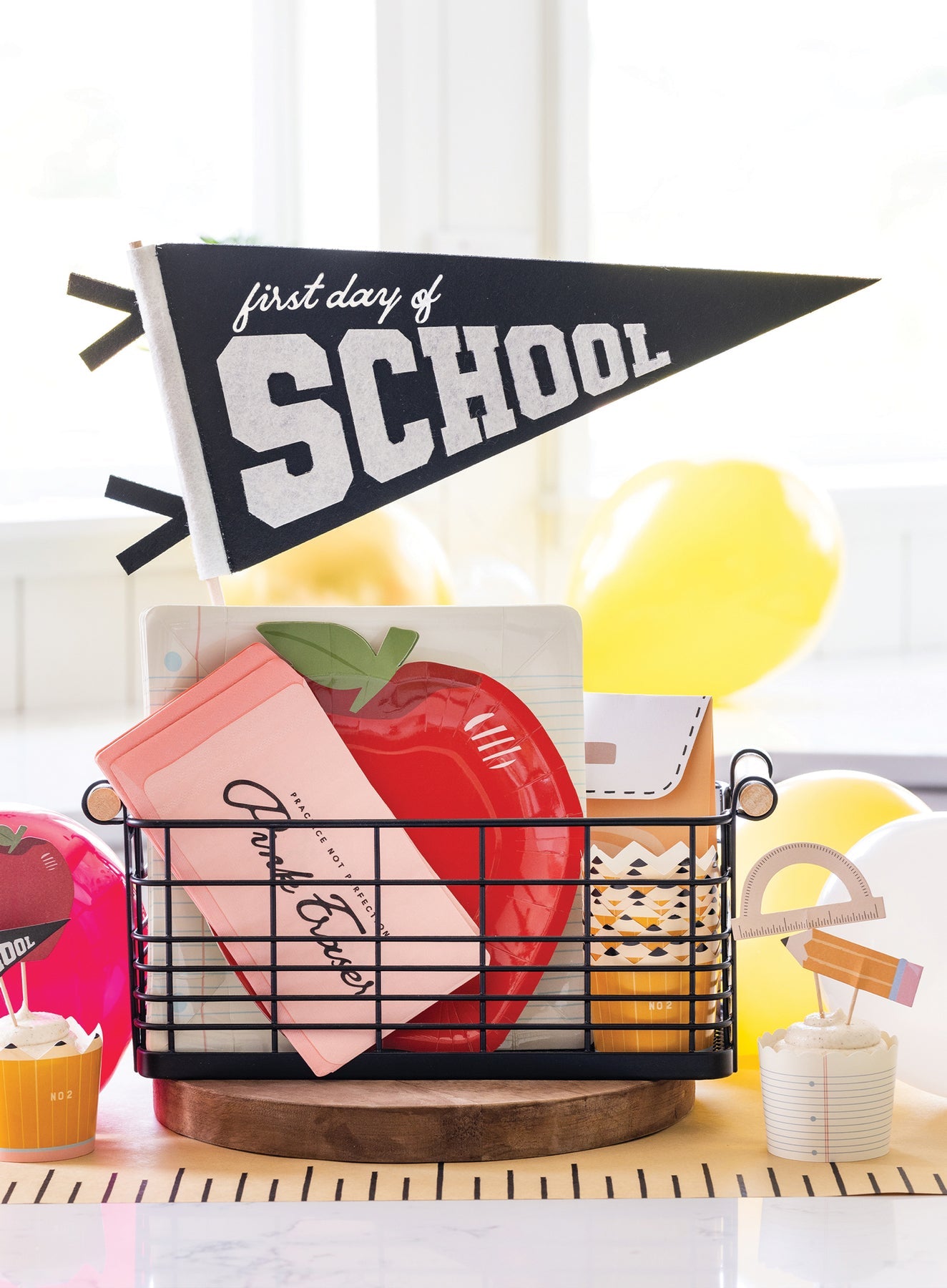 style back to school felt pennant in occasion bin