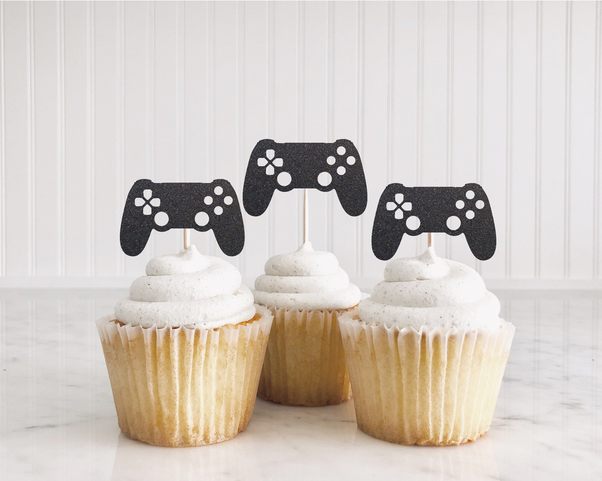 Game Controller Cupcake Toppers Glitter Paper Scissors