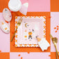 ghoul gang paper plate with ghost, pumpkin and skeleton