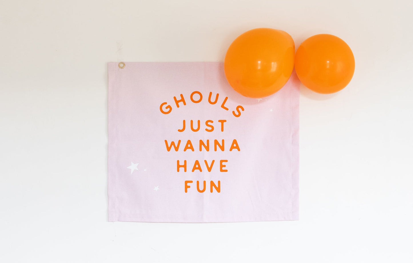 ghouls just wanna have fun pink and orange canvas banner