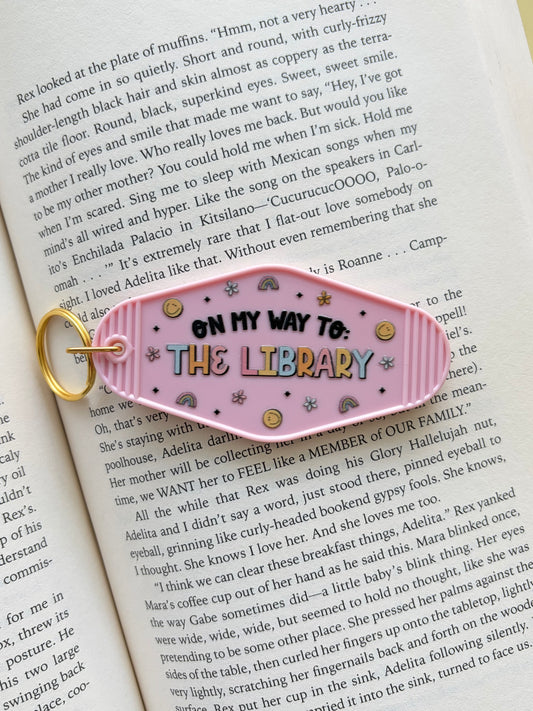 On my Way to the Library Motel Keychain