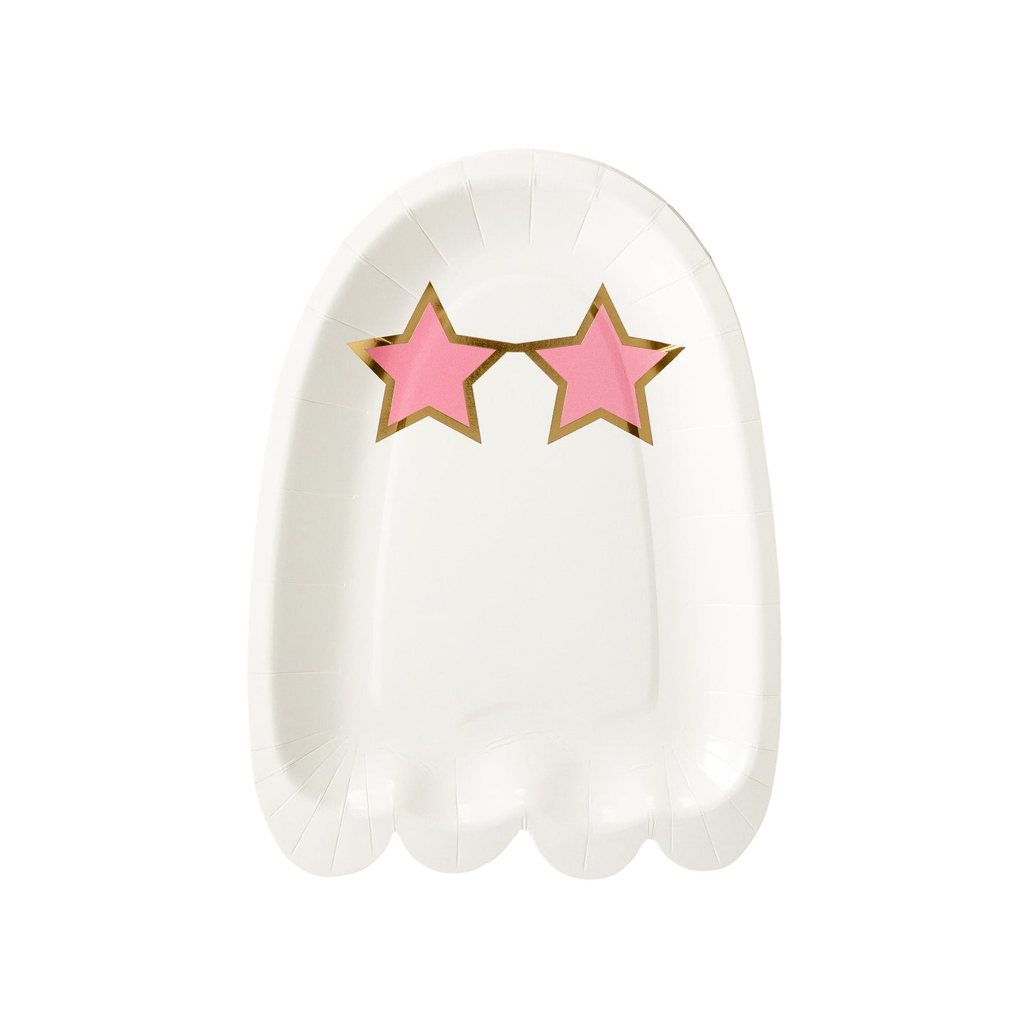 groovy ghost paper plate with star shades on