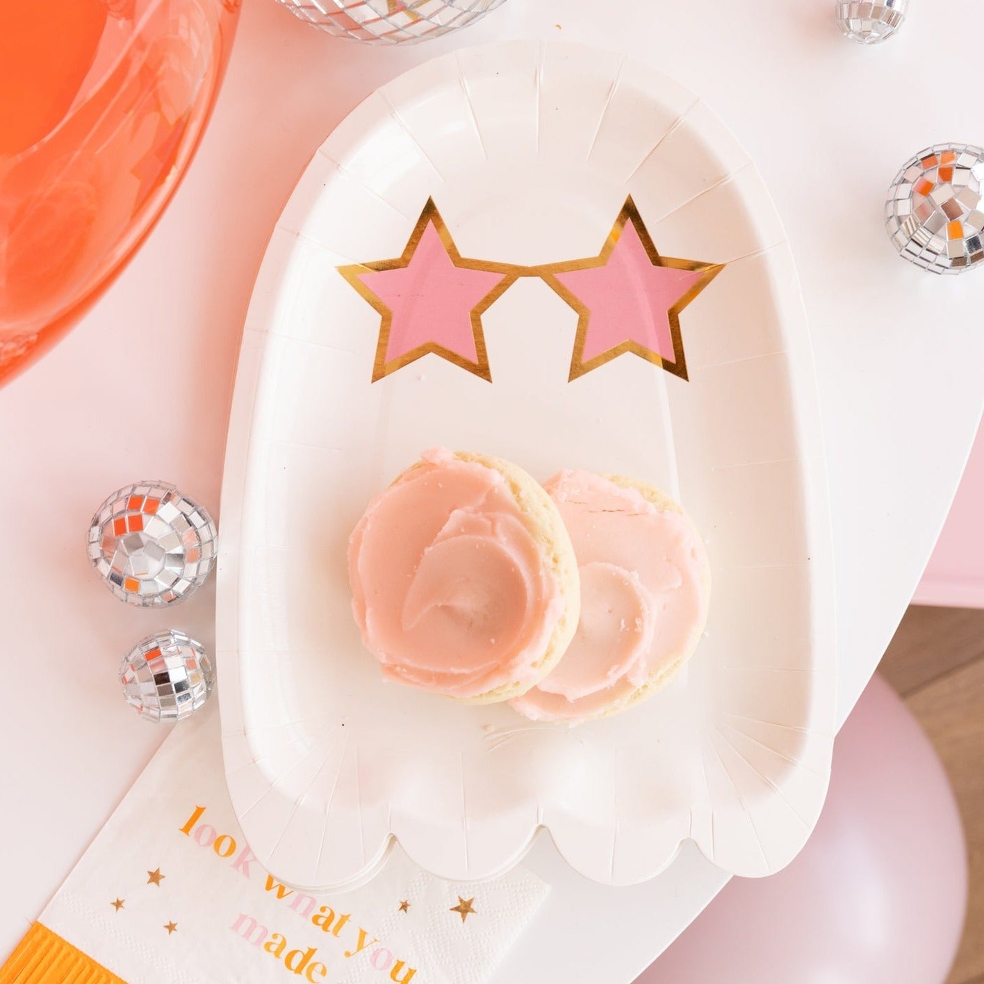 groovy ghost paper plate with star shades on