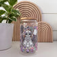 Glass Cup featuring an assortment of pastel colored halloween shapes