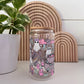 Glass Cup featuring an assortment of pastel colored halloween shapes