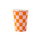 pink and orange checkered paper cup