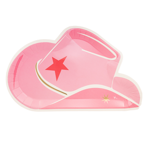 pink cowgirl hat paper plate