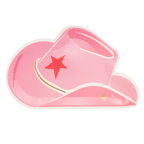 pink cowgirl hat paper plate