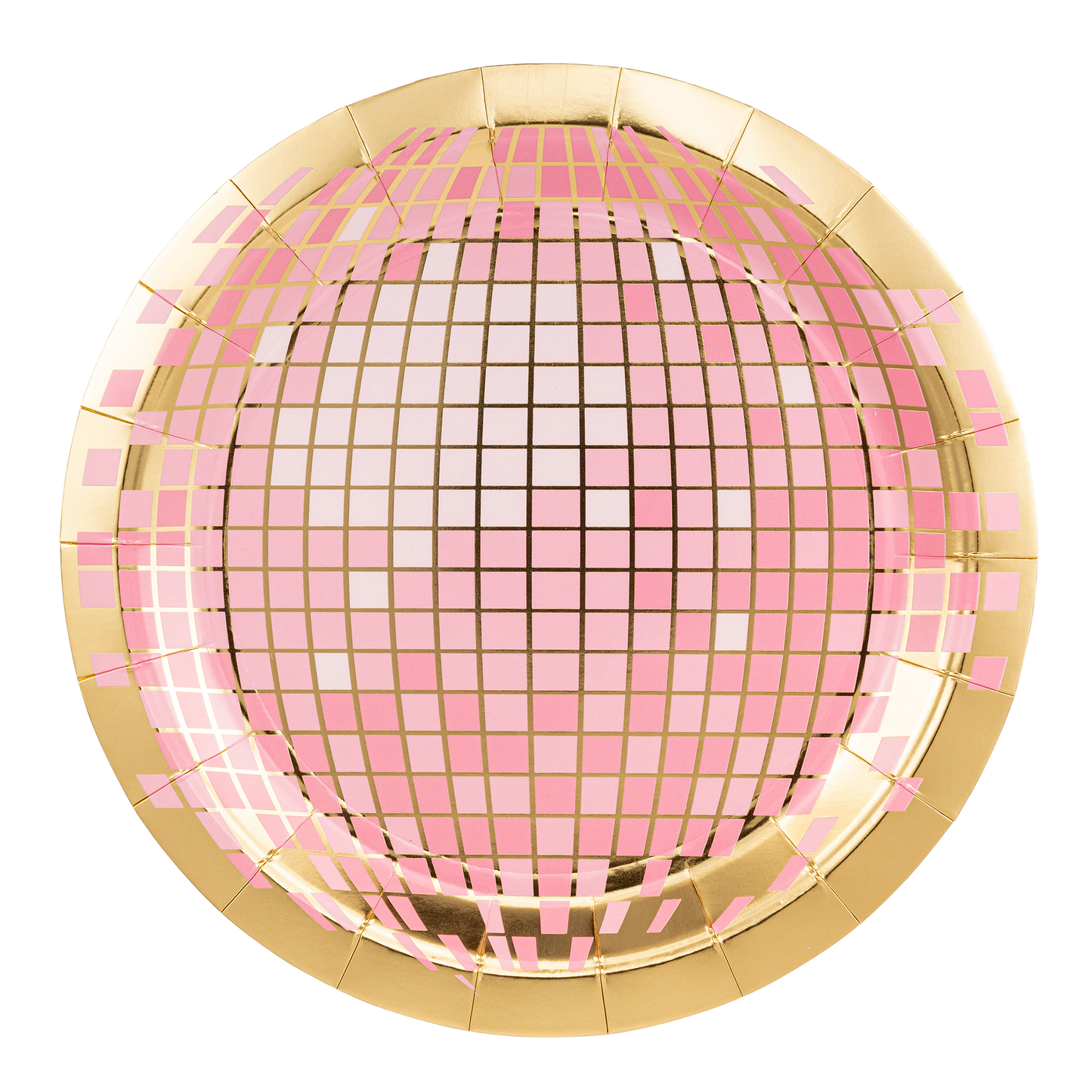 pink and gold disco ball paper plates