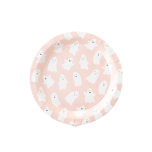 pink ghost paper plates