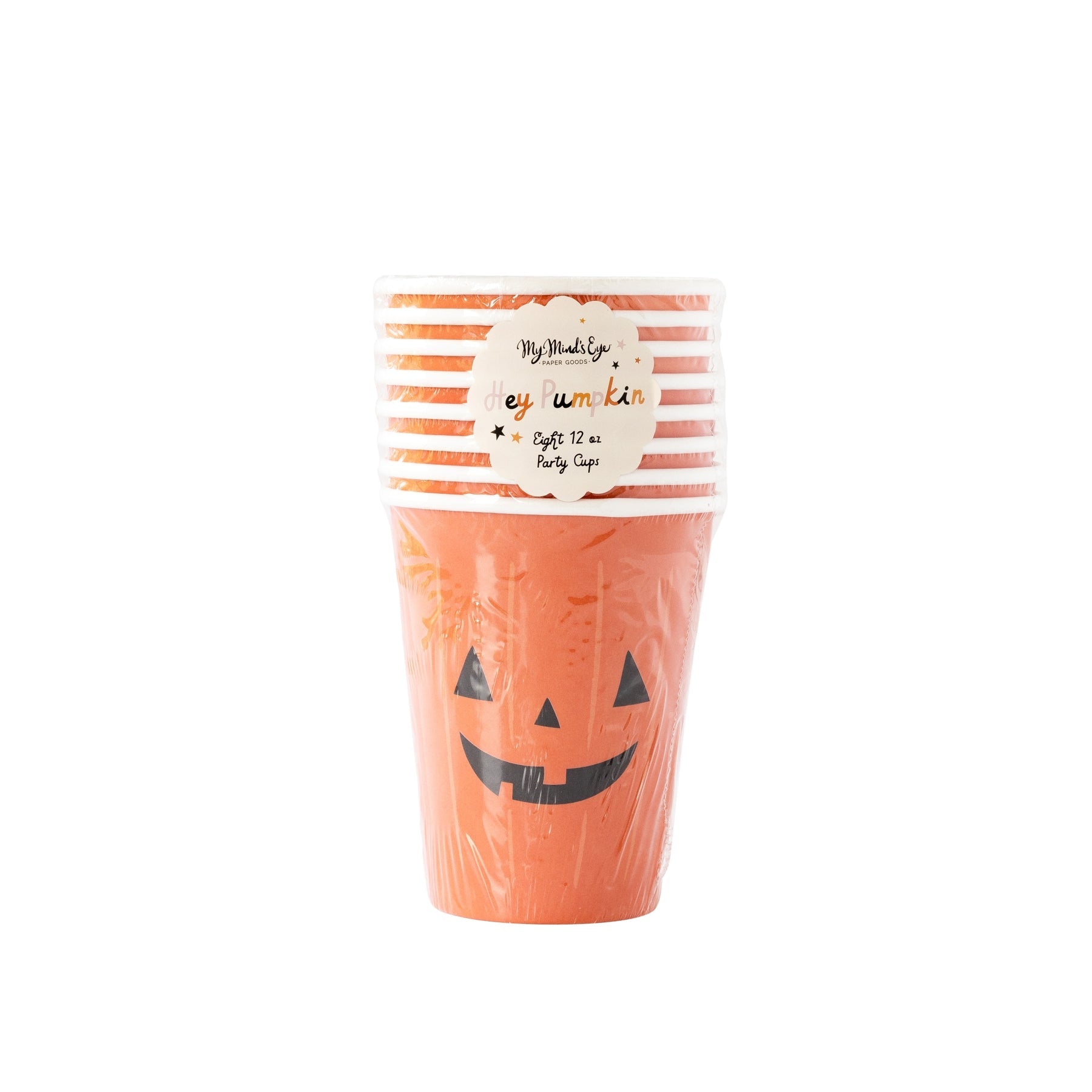 12oz jack o lantern face paper cups in packaging