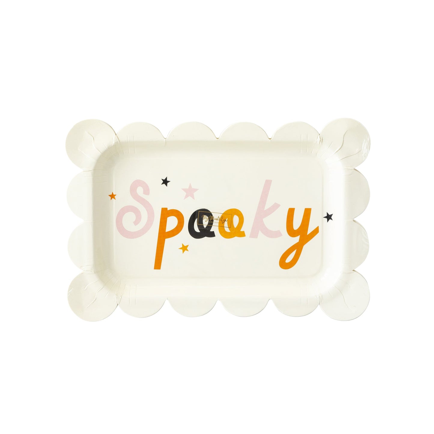 spooky rectangular paper plate in packaging