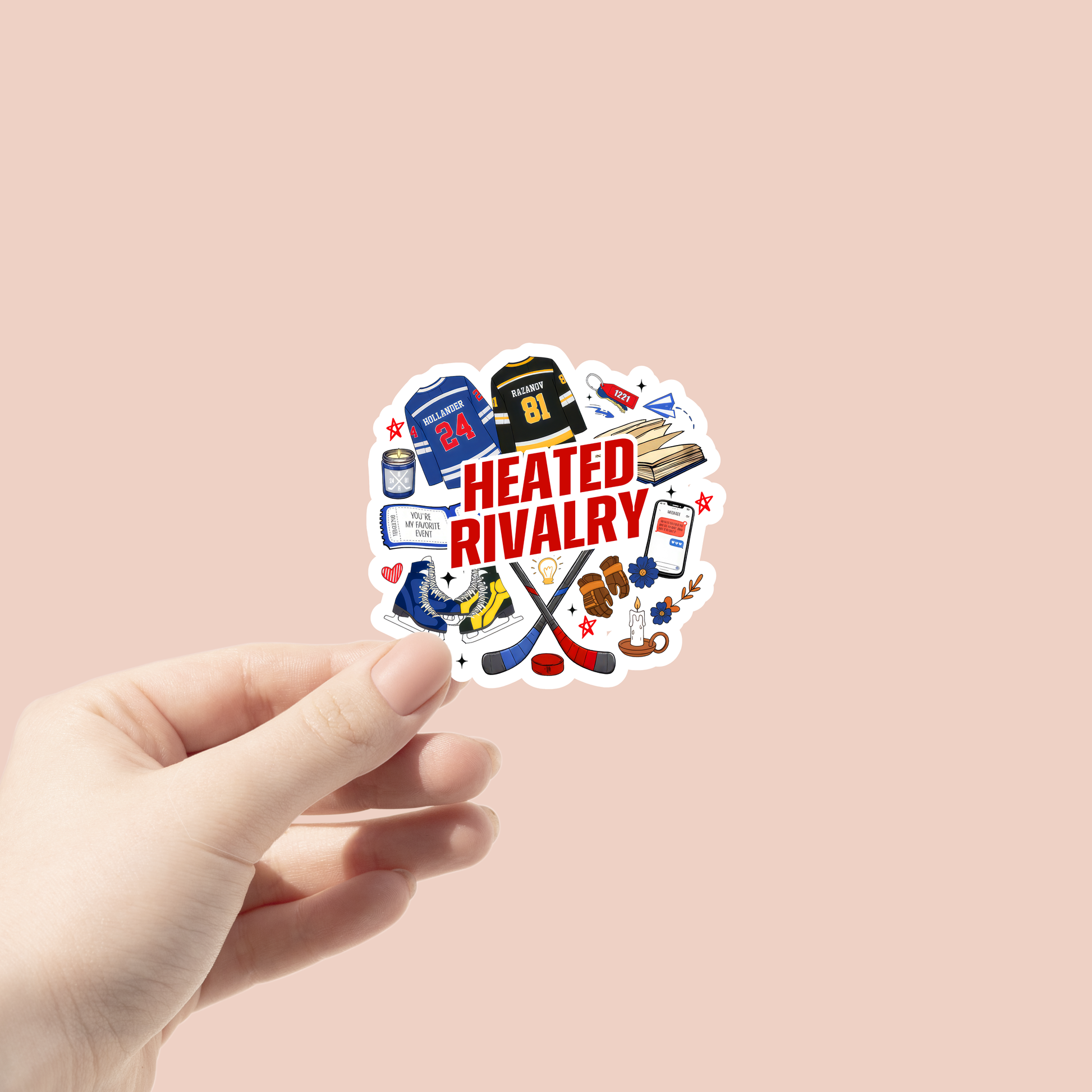 sticker of fun shapes from the book heated rivalry