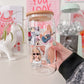 taylor swift taylors version glass cup with bamboo lid and glass straw