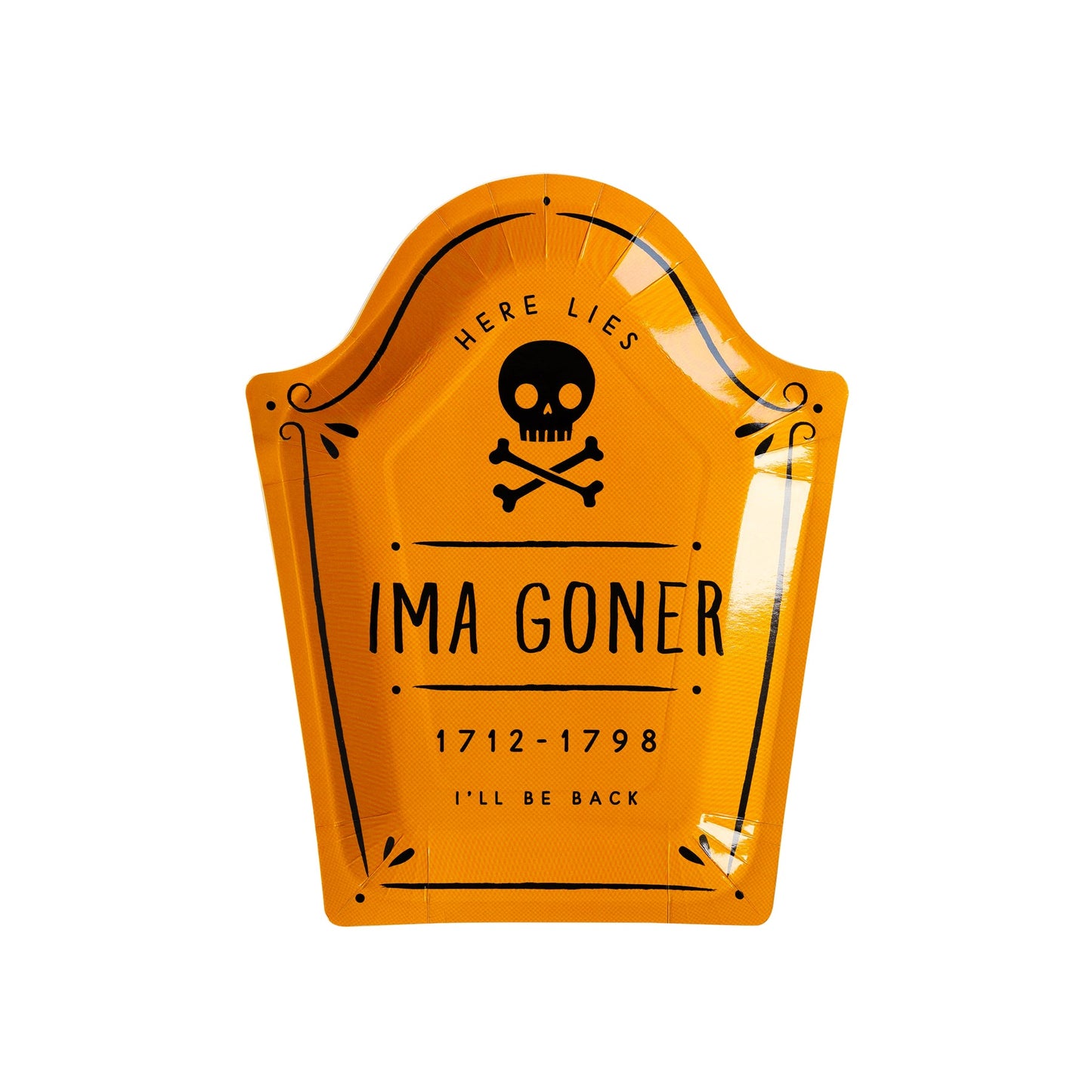 orange ima goner tombstone paper plates