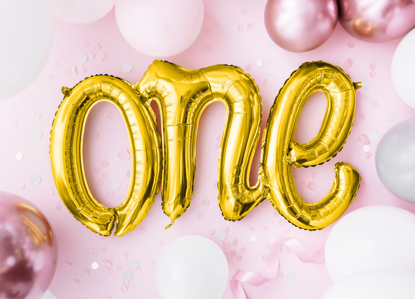 Gold one balloon - glitter paper scissors