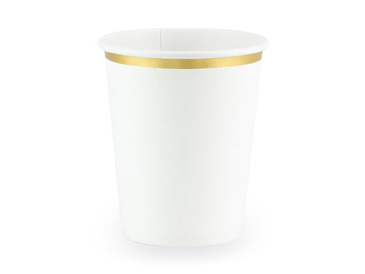 white / gold edged paper cups - glitter paper scissors