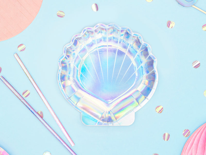 shell plates- glitter paper scissors