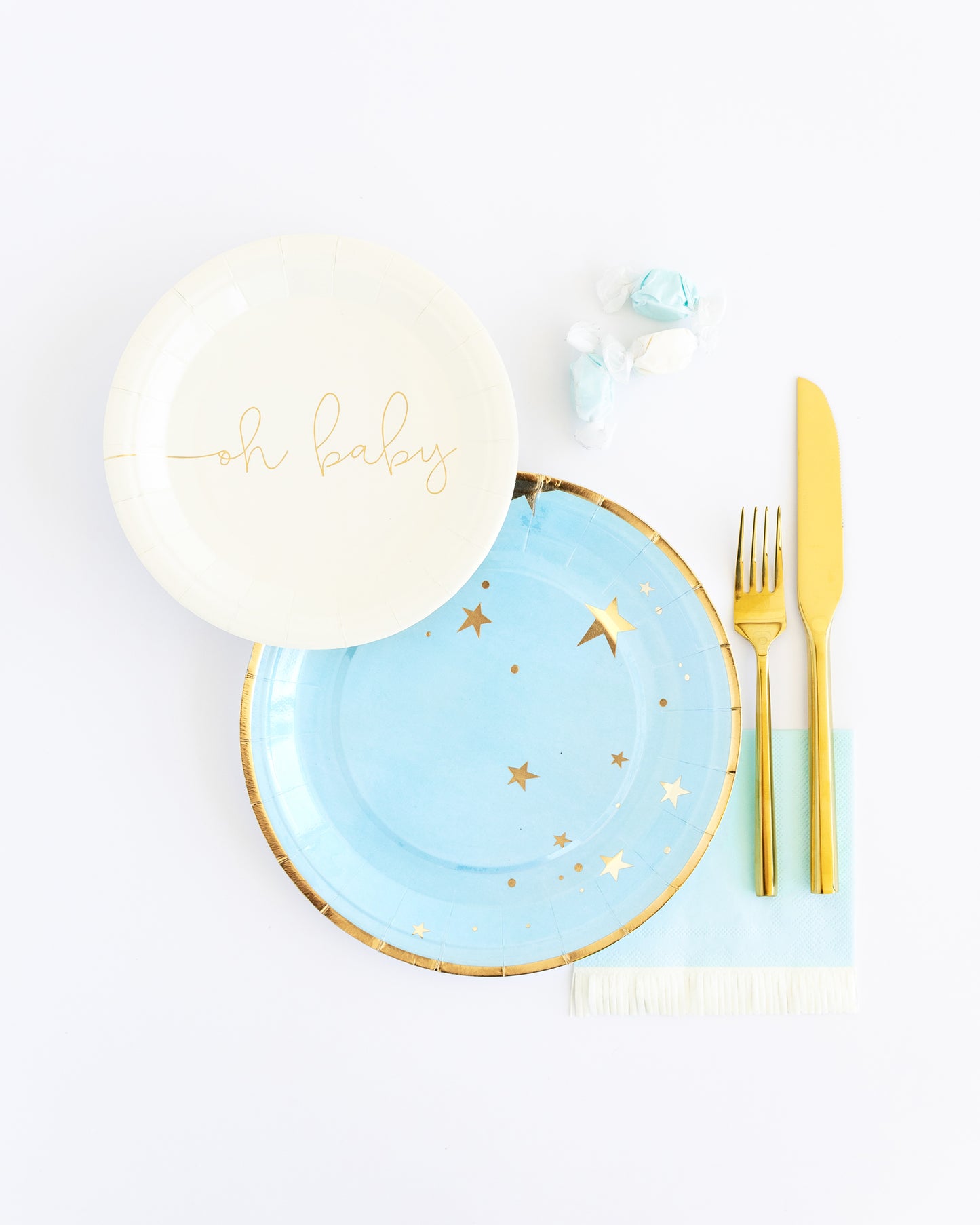 BABY BLUE STAR 9" PLATES - glitterpaperscissors