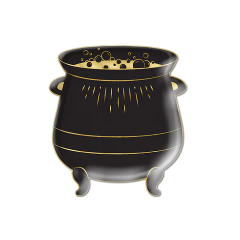 black cauldron with gold accent plates - glitter paper scissors