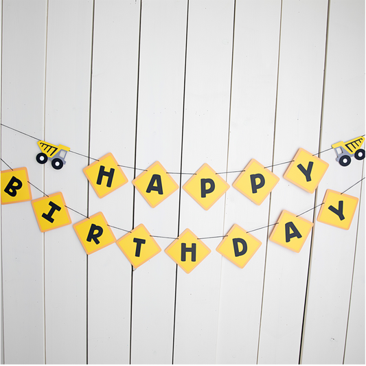 Construction Happy Birthday Banner