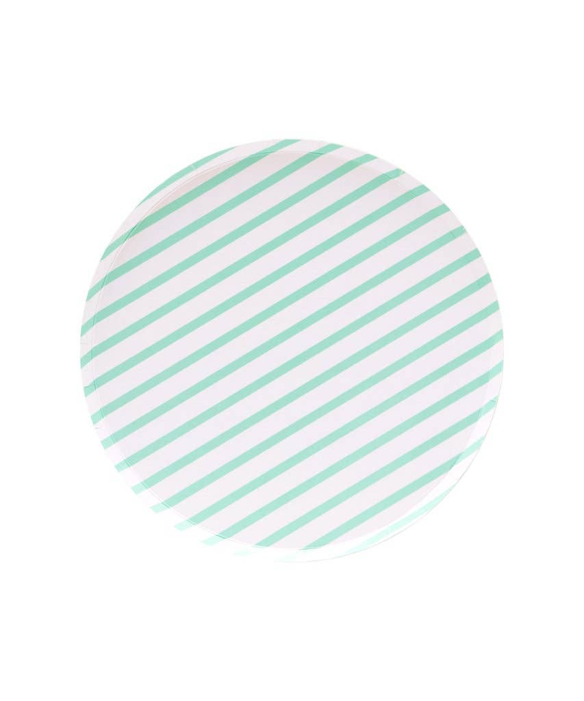 Mint Stripe Dinner Plate