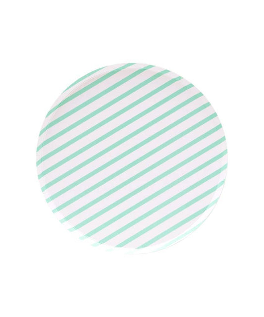 Mint Stripe Dinner Plate