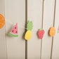 fruit themed paper garland- glitter paper scissors
