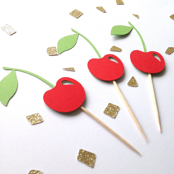 Cherry Cupcake Toppers - glitterpaperscissors