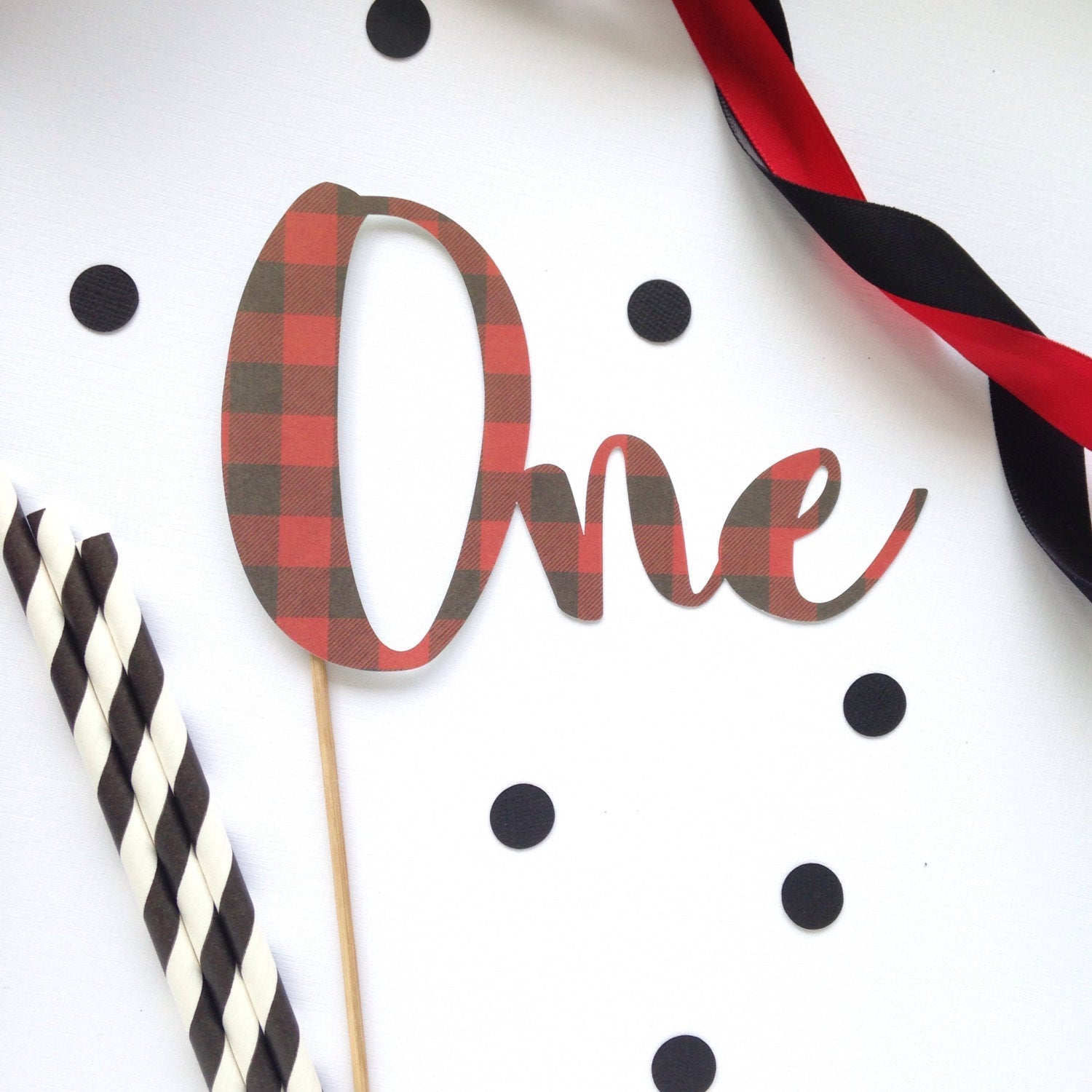 Buffalo plaid One Cake Topper - glitterpaperscissors