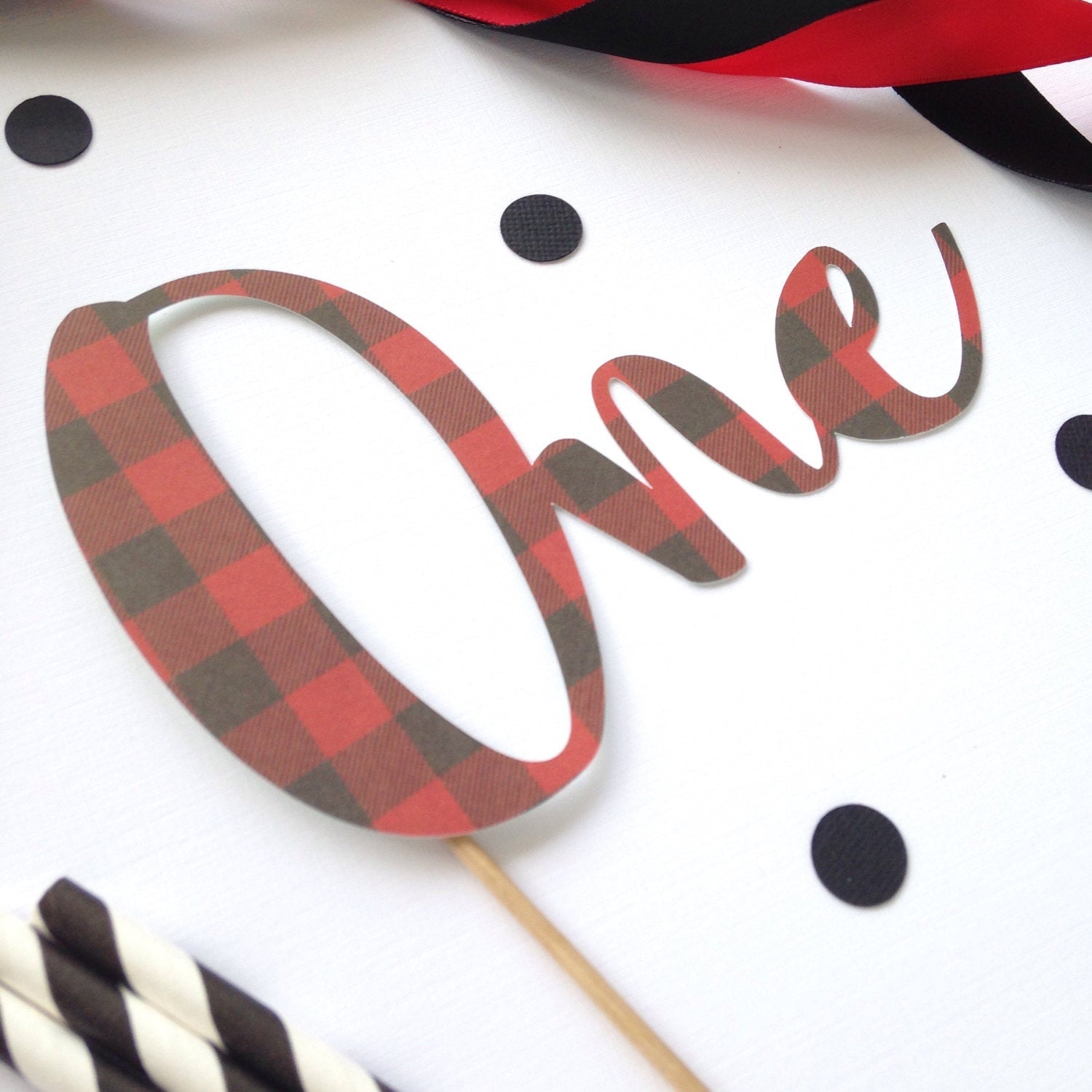 Buffalo plaid One Cake Topper - glitterpaperscissors