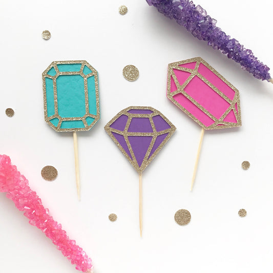 Gem Cupcake Toppers - glitterpaperscissors