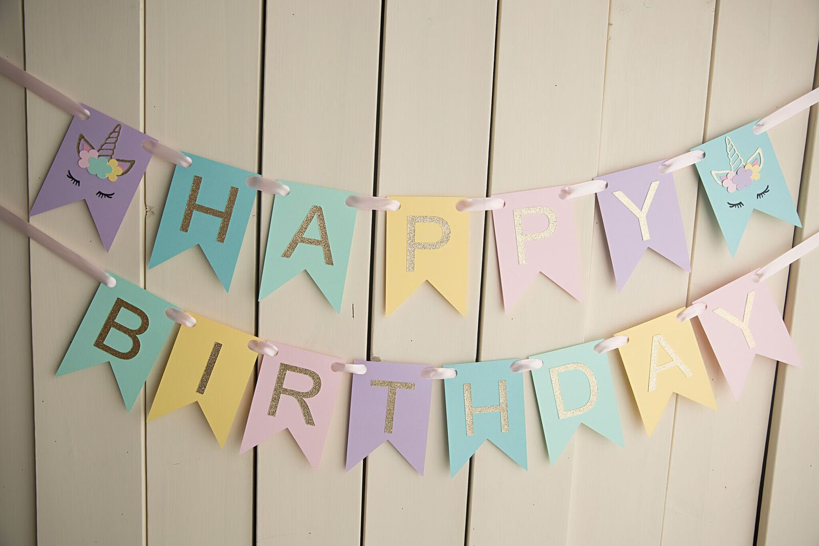 Unicorn Happy Birthday Banner - glitterpaperscissors