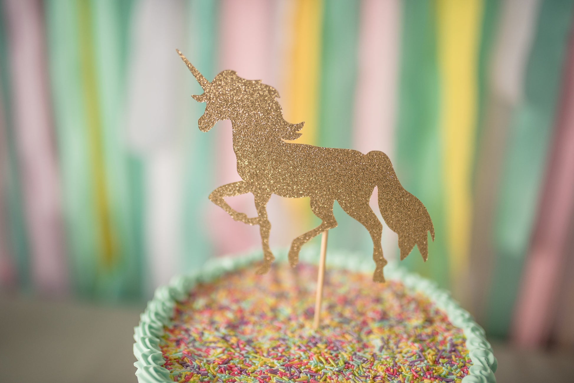 Unicorn Birthday Cake Topper - glitterpaperscissors