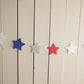 4th of july star garland, red white and blue party decor, Party in the USA theme, Patriotic home decor, independence day party - glitterpaperscissors