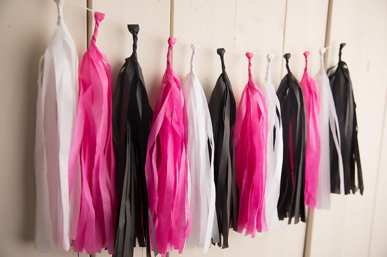Pink black Tassels - glitterpaperscissors
