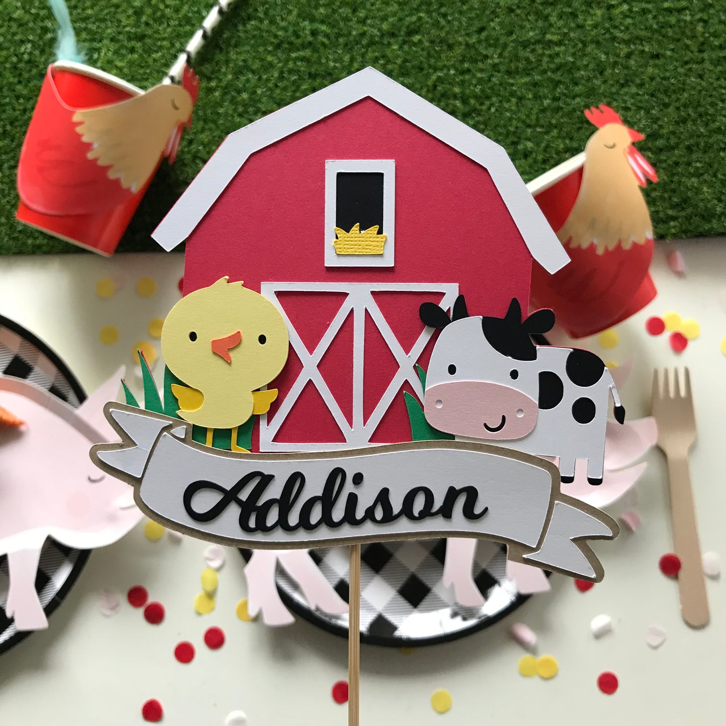 farm animal cake topper birthday