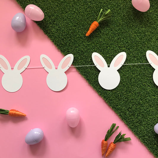 bunny head garland easter - glitter paper scissors